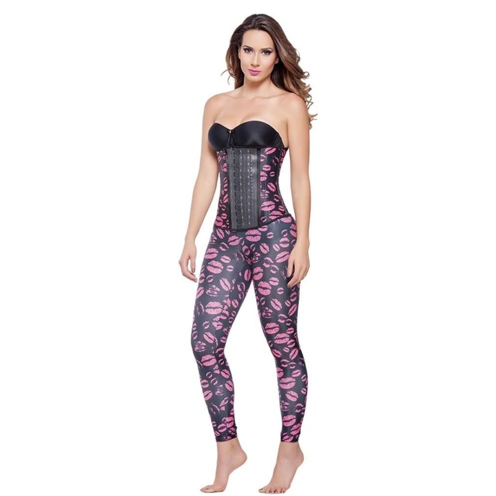 Pink Kisses Lips Print Colombian Butt Lifting Leggings
